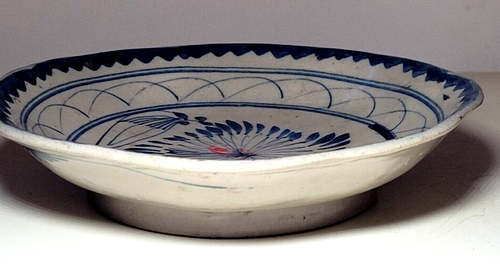 6" Antique Blue & White Handpainted Chinese Low Bowl QING DYNASTY-1636-1911 - Picture 8 of 10
