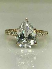 2.50Ct Pear Cut Lab-Created Diamond Women Engagement Ring 14k Yellow Gold Plated