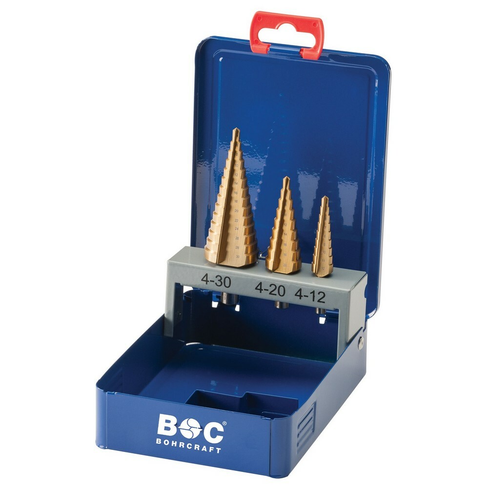 Coffret BOHRCRAFT STB3-TiN de forets étagés en acier rapide supérieur et nitrure de titane