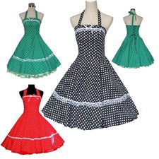 Womens 50s 60s 70s Vintage Retro Rockbilly Swing Dress Pinup Party Polka Dot