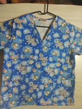 Scrubs Scrub Top Friends Of The Heart Blue Medium Cotton Medical Vets nurse