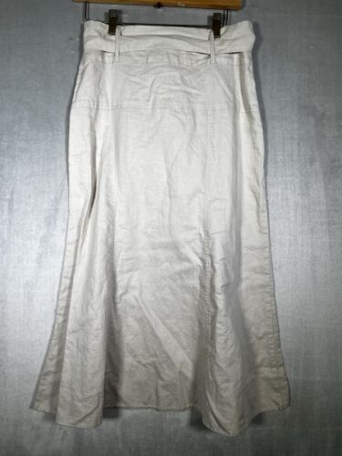 Jones New York Tie-Belt Midi Skirt Linen A-Line Size Small Costal Quiet Luxury - Picture 4 of 14
