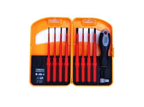 Expert 9-in-1 VDE Insulated IEC 60900 AC1000V Screwdriver Set:Slot Phillip Torch - Picture 3 of 5