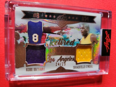 KOBE BRYANT Shaquille O'Neal GAME USED JERSEY CARD #d24/25 21 LEAF ART OF SPORT