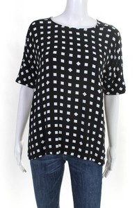 Elk-Womens-Tile-Print-Short-Sleeve-Crew-Neck-Blouse-Top-Black-Size-S-10707243