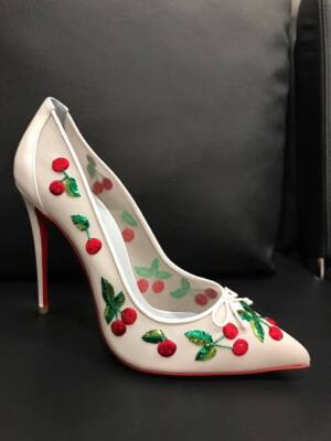 Christian Louboutin Cherrypump 100 White Red Cherry Bridal