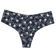 NWT VICTORIA'S SECRET No Show Thong Sz S-M-L-XL Blue Silver Butterfly
