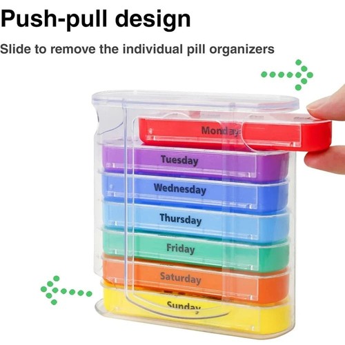 Portable Medicine Storage Containers 7 Days Pill Box Splitter Daily Medication - Picture 3 of 16