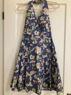 Boden Fifties Halter Neck Sundress Petite 6 Parisian-themed Print | eBay