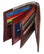 Bifold Mens Wallet Hipster Large Thick 20 Credit Card-  ID Holder Burgundy AH99