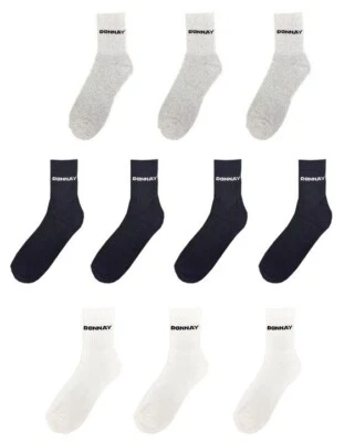Donnay 10 Pack Quarter Socks Mens Gents Stamp Cotton Rich Size 7-11
