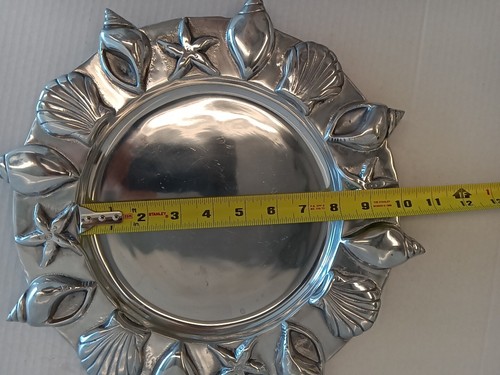 Aluminum 14" Round Serving Tray Mexican? Seashell Starfish Ocean Beach Theme - Picture 16 of 18