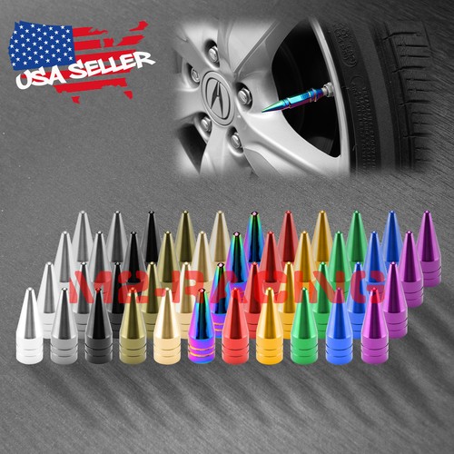 4pcs 11 Colors Long Spike Valve Stem Caps Metal Thread Set For Wheel