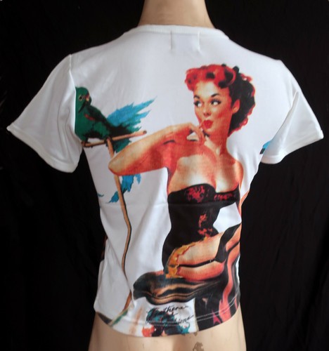Women's long/ short sleeve t-shirt RETRO Pin-up KITCH PRINT UK size 10 or12 new - 第 17/26 張圖片