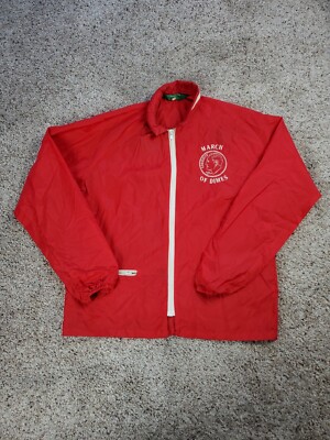 Vintage 70s March Of Dimes Windbreaker Jacket Medium Mens Red Pacific Sportswear