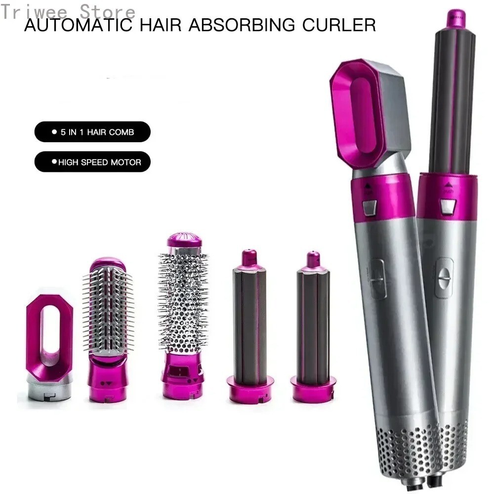 Fer à friser et sèche-cheveux multifonctionnel 5 en 1 ionique anti-frisottis
