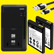 NEW 2x 1700mAh Battery Universal Charger Cable for ZTE Blade A110 A112 A410 USA