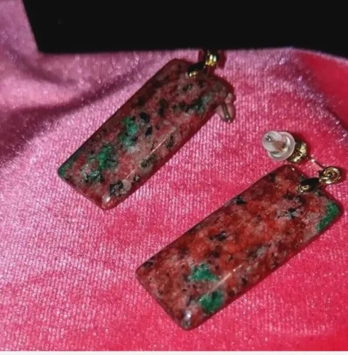 Rubin Rubellit Edelstein poliert Speer Anhänger Ohrringe 18 Zoll Kette 3-teiliges Schmuck-Set - Bild 10 von 10