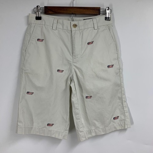 Vineyard Vines Jungen Flagge Wal bestickt Baumwollbrecher Shorts Größe 12