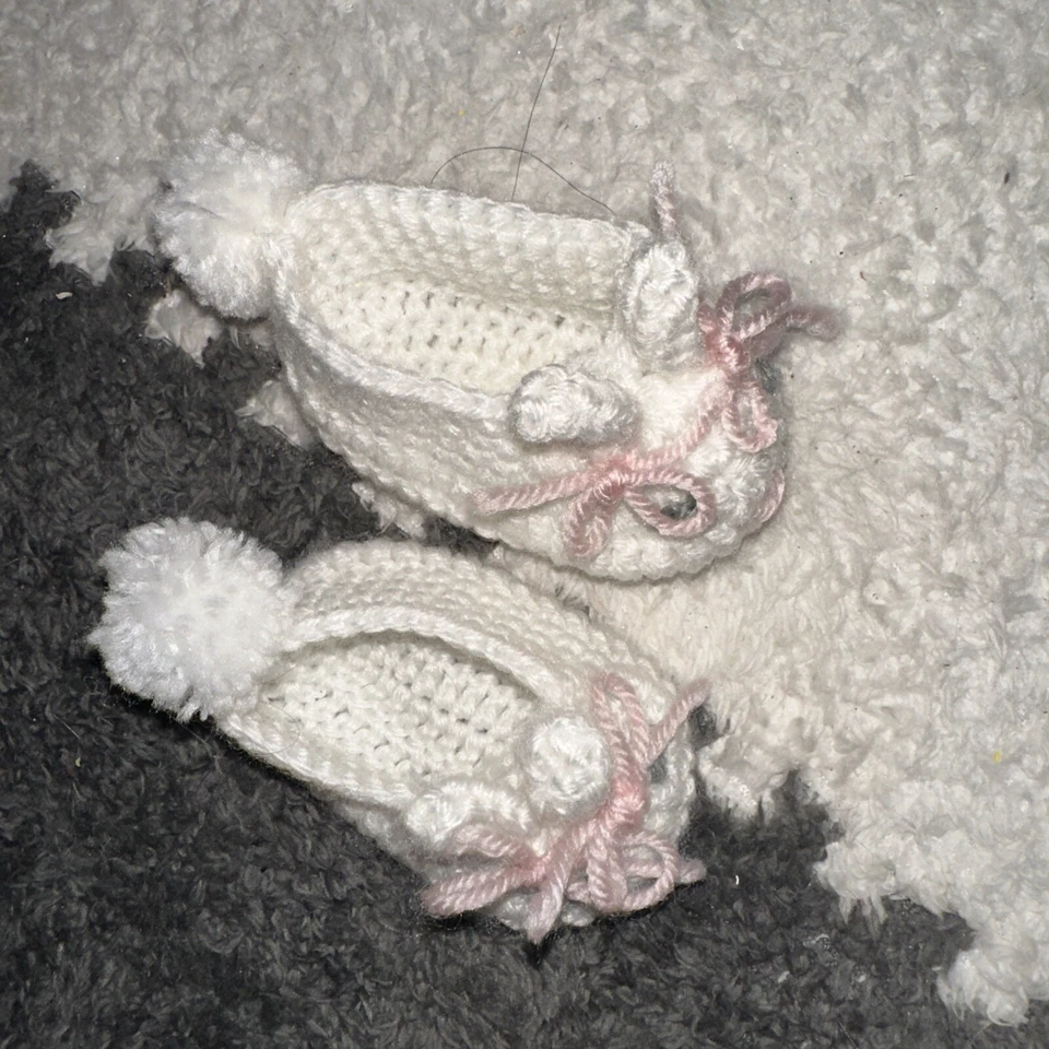 Пасхальный кролик вязаные белые детские тапочки размер 3 - Изображение 2 из 4