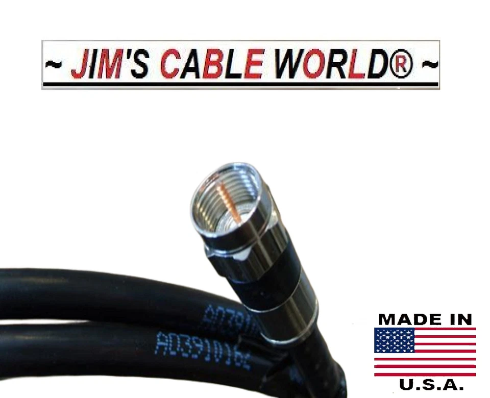 JIMS CABLE WORLD 6 Inch 1 Ft 2 Ft 3 Ft 4 Ft 5 Ft 6 Foot HD RG6 75Ω Coaxial Cable - Image 2 of 4