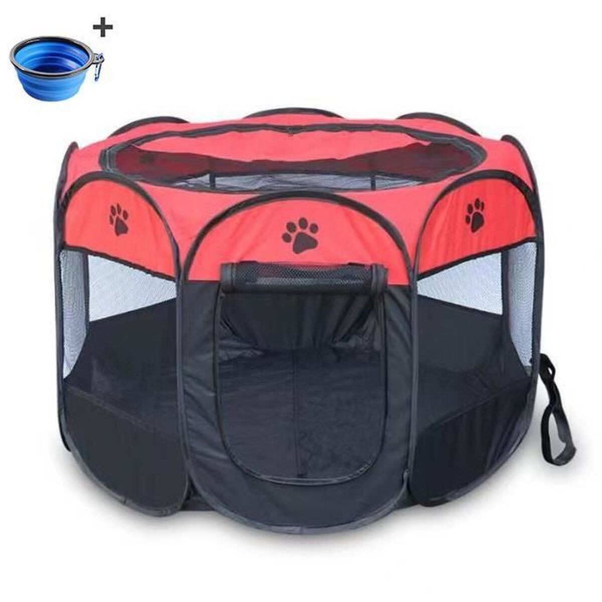 Parc pliable pour chien imperméable avec tente amovible rouge enclos