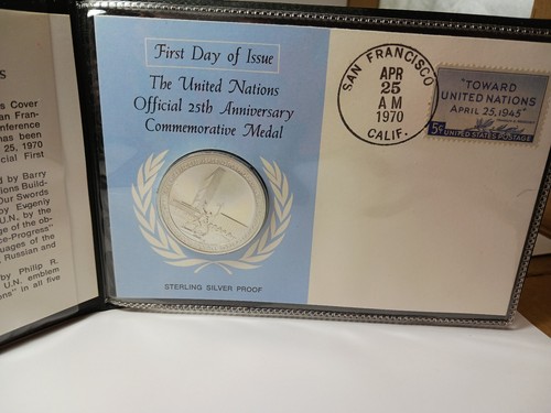 Sterling Silber Medaille der Vereinten Nationen 25 Jahre - Bild 4 von 5