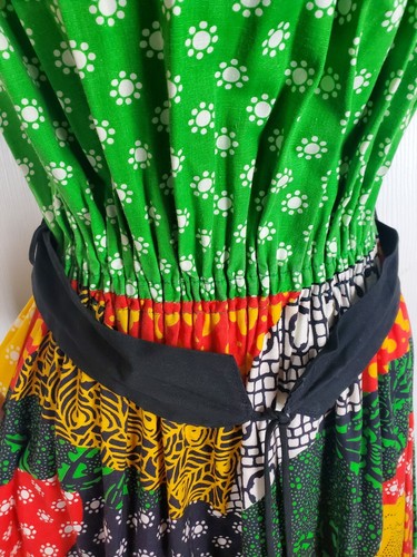Vintage 70s Hippie Boho Festival Dress Multicolor Patchwork Cardinal Cotton Co. - Picture 5 of 15