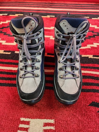 LOWA Women Klondike GTX Mid Gore Tex Hiking Trail Boots Suede 8 Blue Leather - Picture 1 of 10
