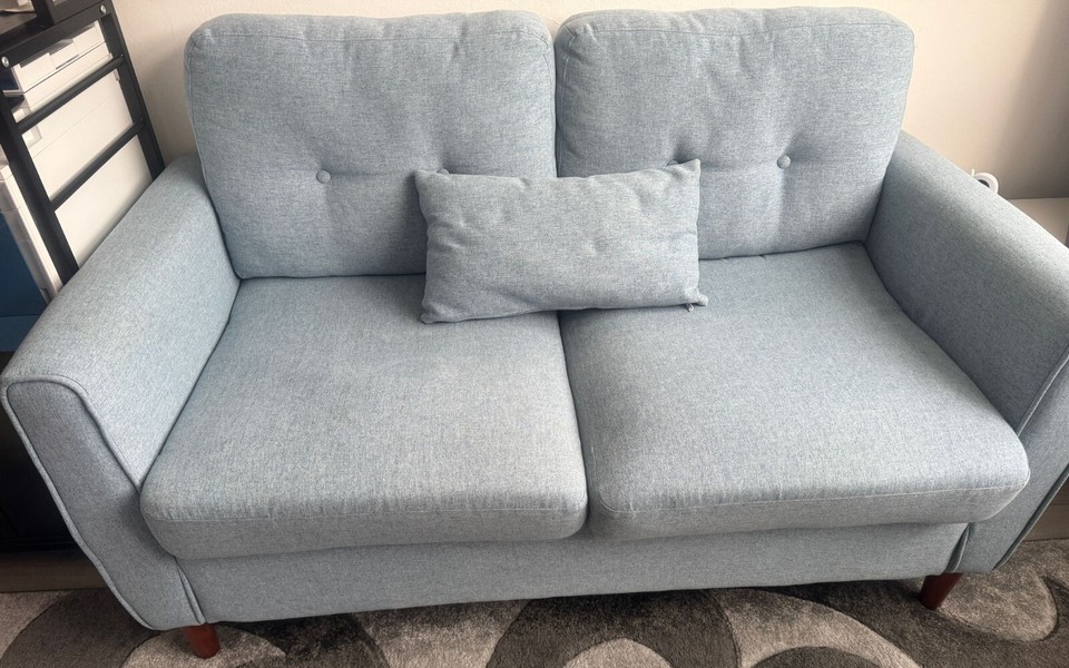 2 Seater Sofa Double Sofa Loveseat Fabric Wooden Legs Tufted