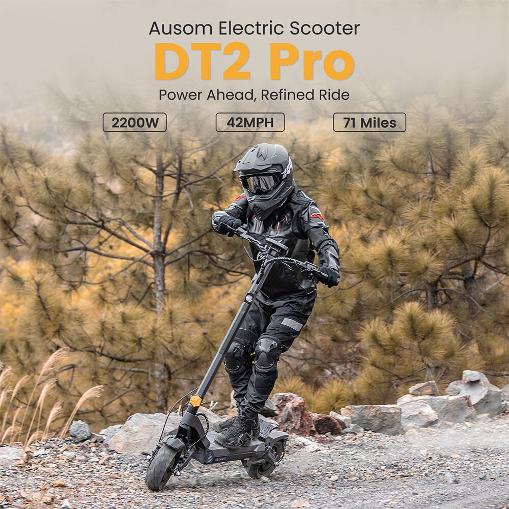 Ausom DT2 Pro Adult Electric Scooter,2*1100W Motor,52V 23.4Ah,115km Max Range,