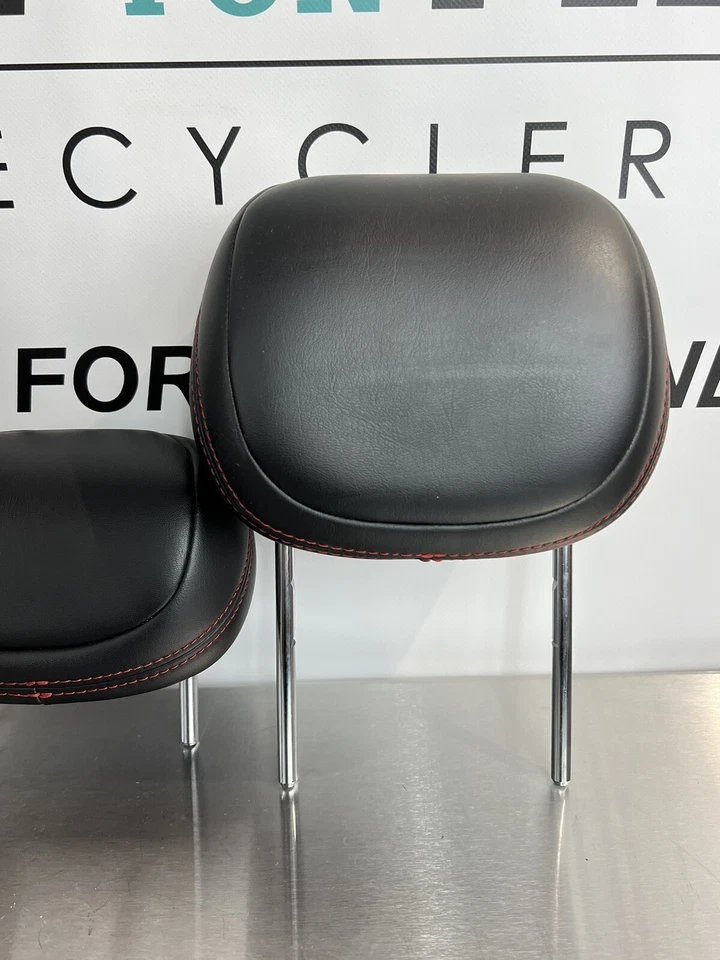 2013-2016 DODGE DART GT OEM SET REAR SEAT HEAD RESTS BLACK LEATHER w/ Red Stitch - Image 4 of 4