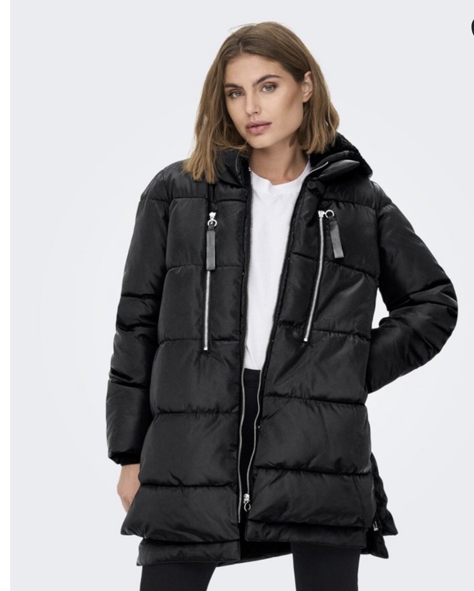 Only Nora Long Puffer Coat Jacket Black RRP: $199 Size: Small