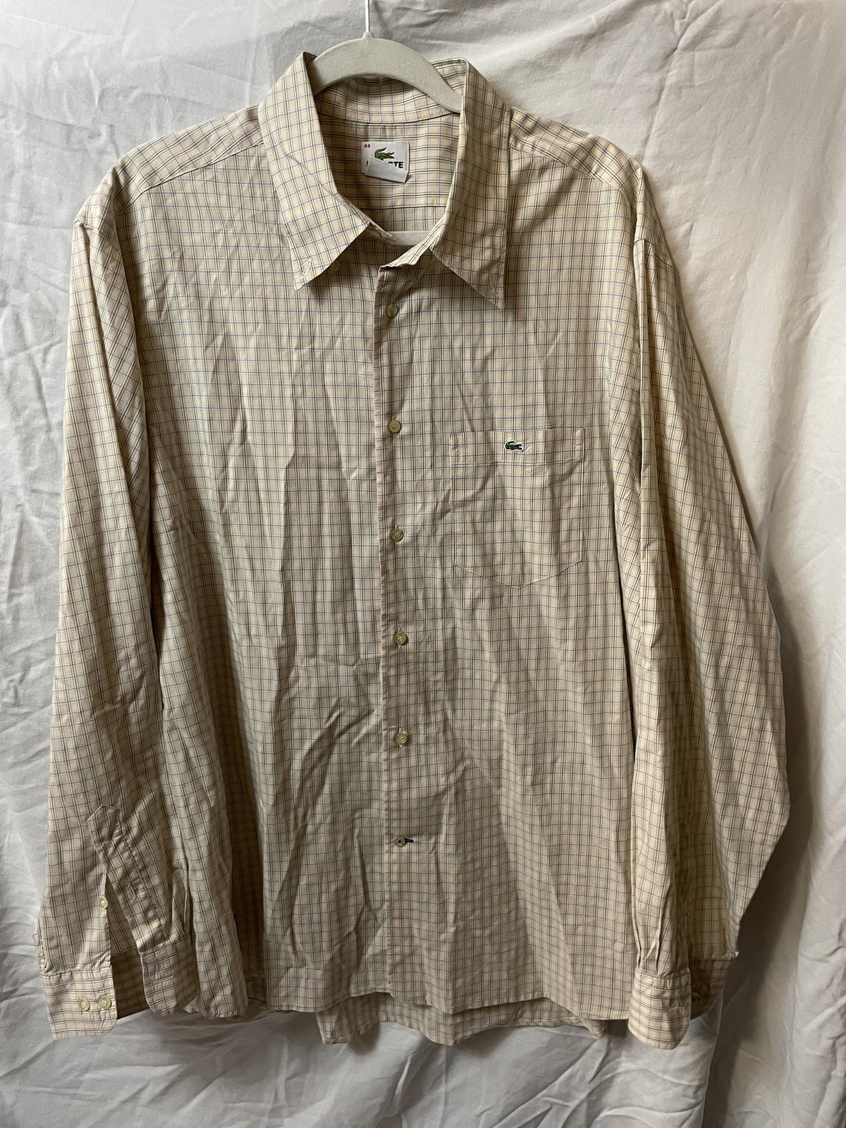 Lacoste Button Down Long Sleeve Shirt Plaid Mens … - image 1