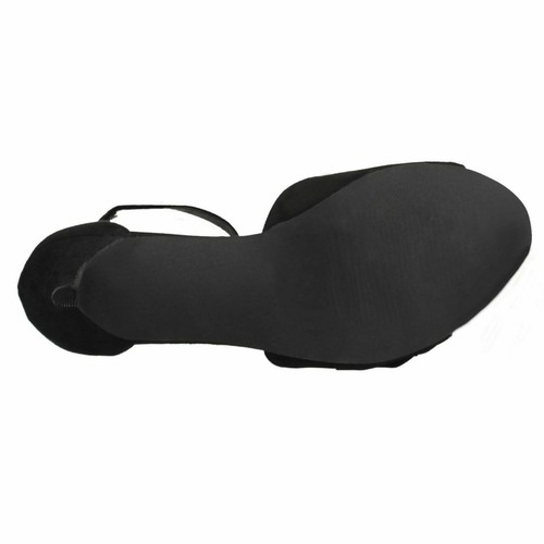 Ladies Spot On 'F10847' Black Microfibre Mid Heel Formal Sandals - Picture 8 of 18