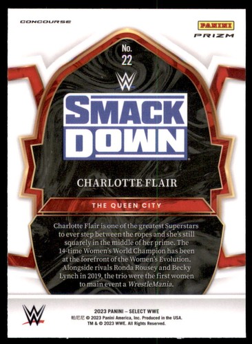 Panini Select WWE 2023 rojo y azul estilo Charlotte #22 - Imagen 2 de 2