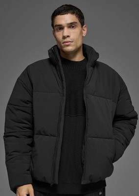 Alo Yoga Stretch Woven Street Puffer BLACK SIZE LARGE GOOD USED CONDITION