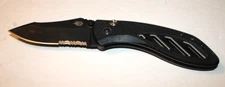 Gerber Folding Pocket Knife Black with Black Handle Belt or Pocket Clip Lock
