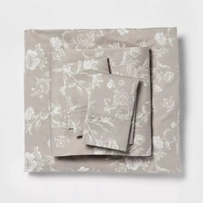 Full NEW Performance 400 Thread Count Sheet Set Khaki Floral- Threshold Designed
