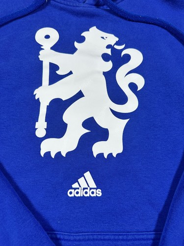 Adidas Hoodie Mens XL Blue Chelsea F.C. Football Logo Fleece Lined Pullover - Picture 2 of 6