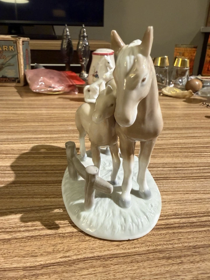 Vintage Otagiri Horse Figurine Japan Two Horses in Field Ceramic Sculpture - Image 2 of 4