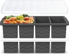 Silicone Freezer Trays with Lids, 1-Cup Soup Container Style Ice Cube Trays for