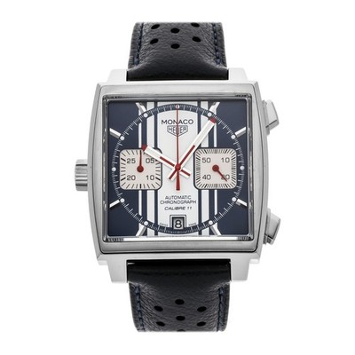 Tag Heuer Monaco Chronograph Steve McQueen Blue Dial Strap Watch CAW211D.FC6300