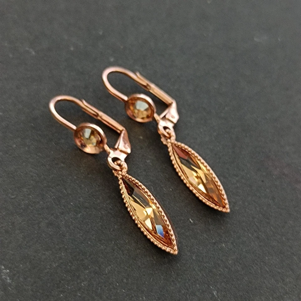 Pendientes Michal Negrin Románticos Tono Oro Cristal Marquesa Elegante Femenino Regalo Foto 3 de 4