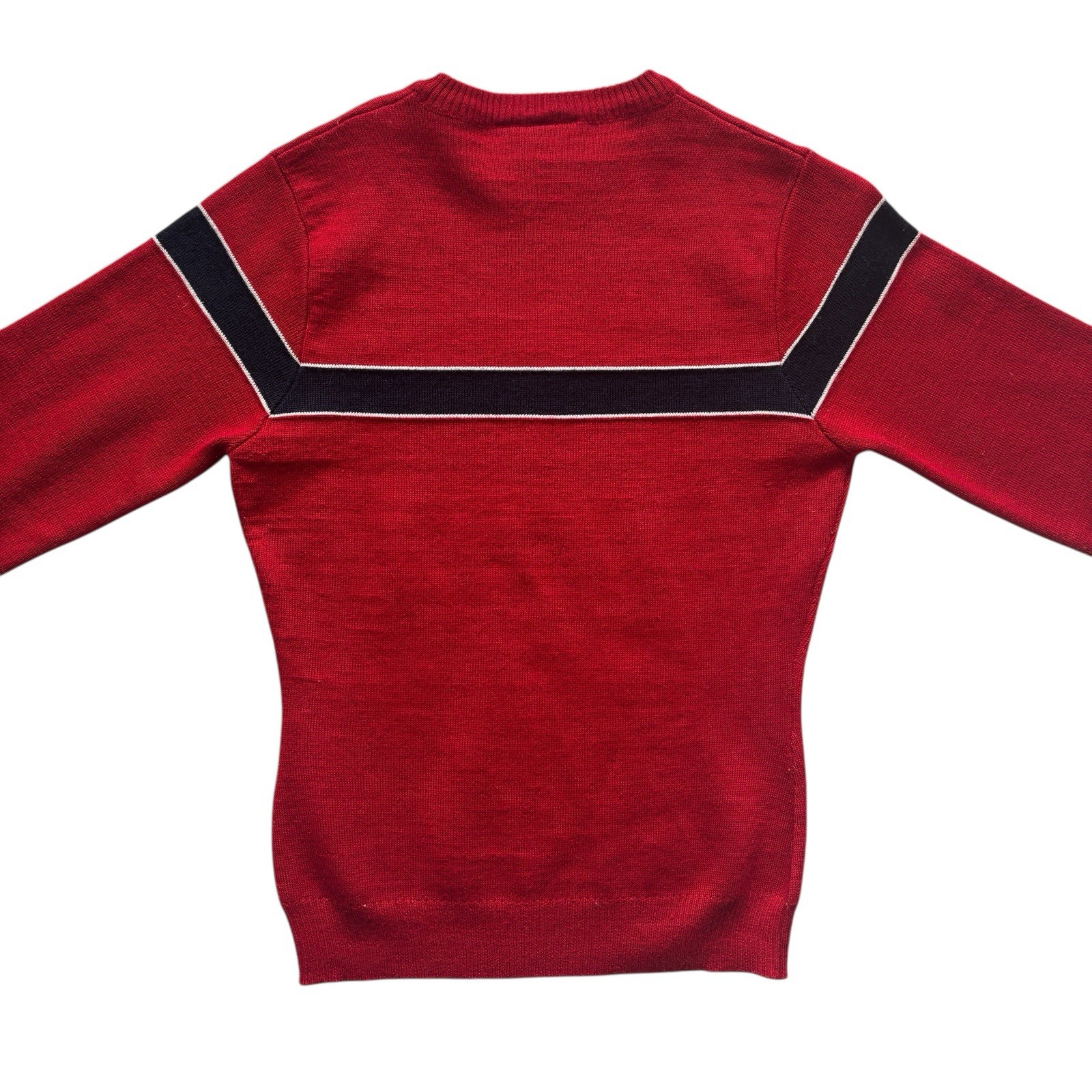 Vintage 80s Jumper Red Striped Crew Neck Retro Indie 6 image 3