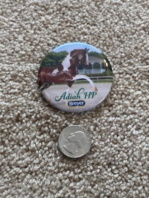 Breyer round metal button pin - Adiah HP - bay pinto - new!