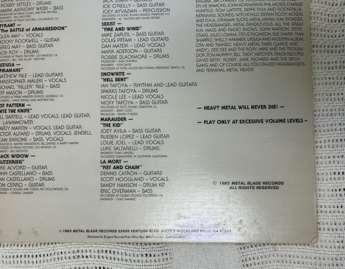 METAL MASSACRE VOL. III Various Artists METAL BLADE LP VG+ - Picture 6 of 8