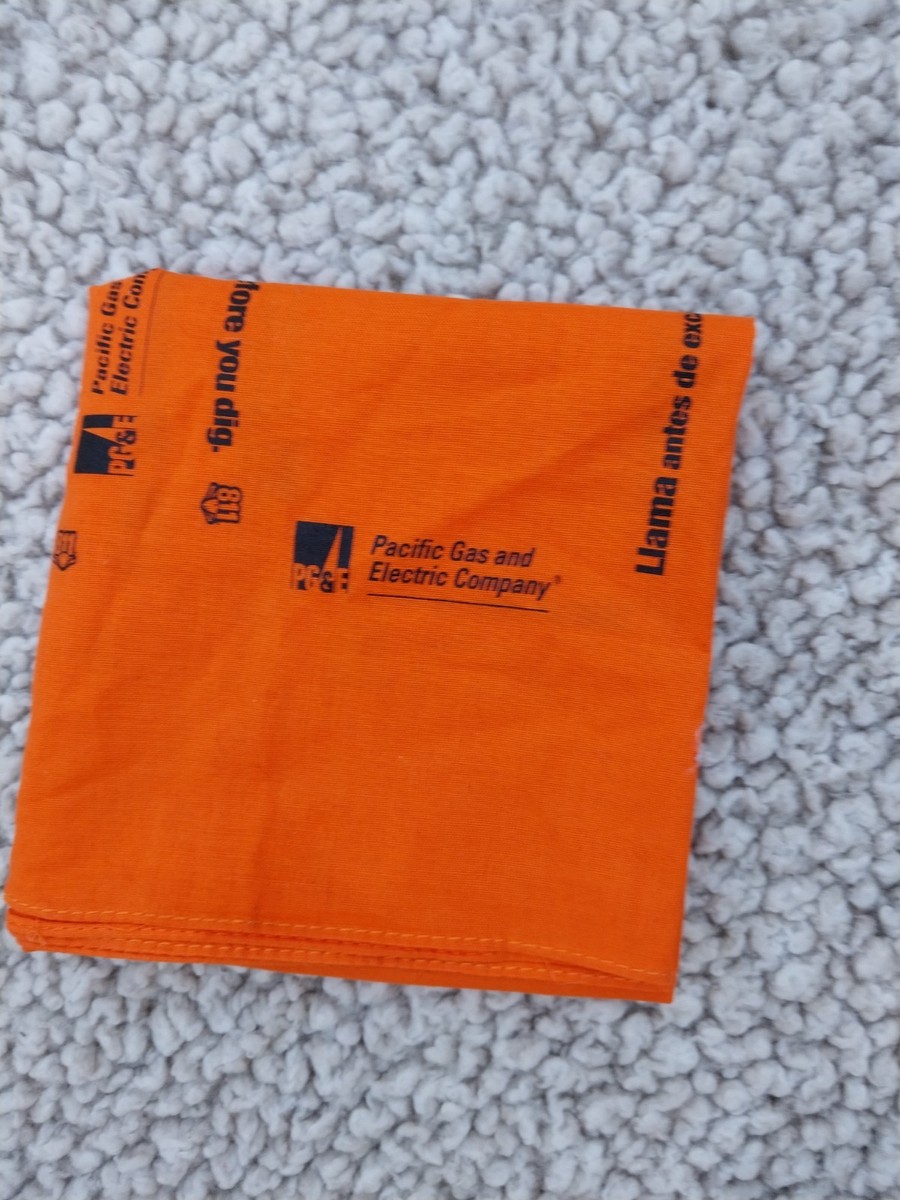 Vintage PG&E Pacific Gas and Electric 811 Safety Orange Advertising Bandana 21" View 6