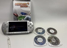 Sony Playstation Portable PSP PCH-2001 Handheld Game System Silver With 5 Games