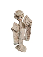 Vtg. Ucagco Spaghetti Japan Lady Geisha Girls Kimono Ceramic Figurine Blue Eyes